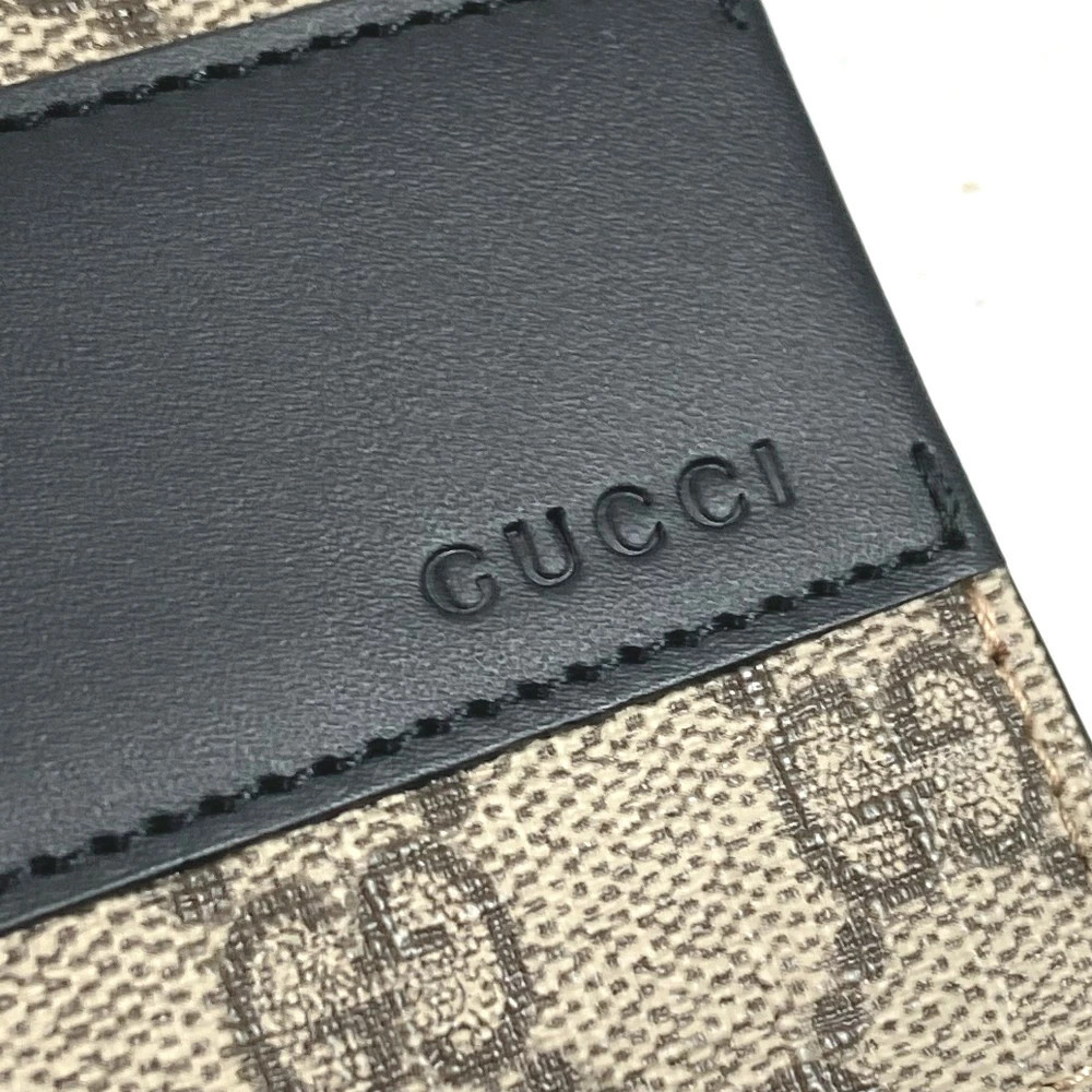 GUCCI GG Supreme Eden Billfold Compact Wallet Bi fold Canvas Black Beige - Picture 8 of 8